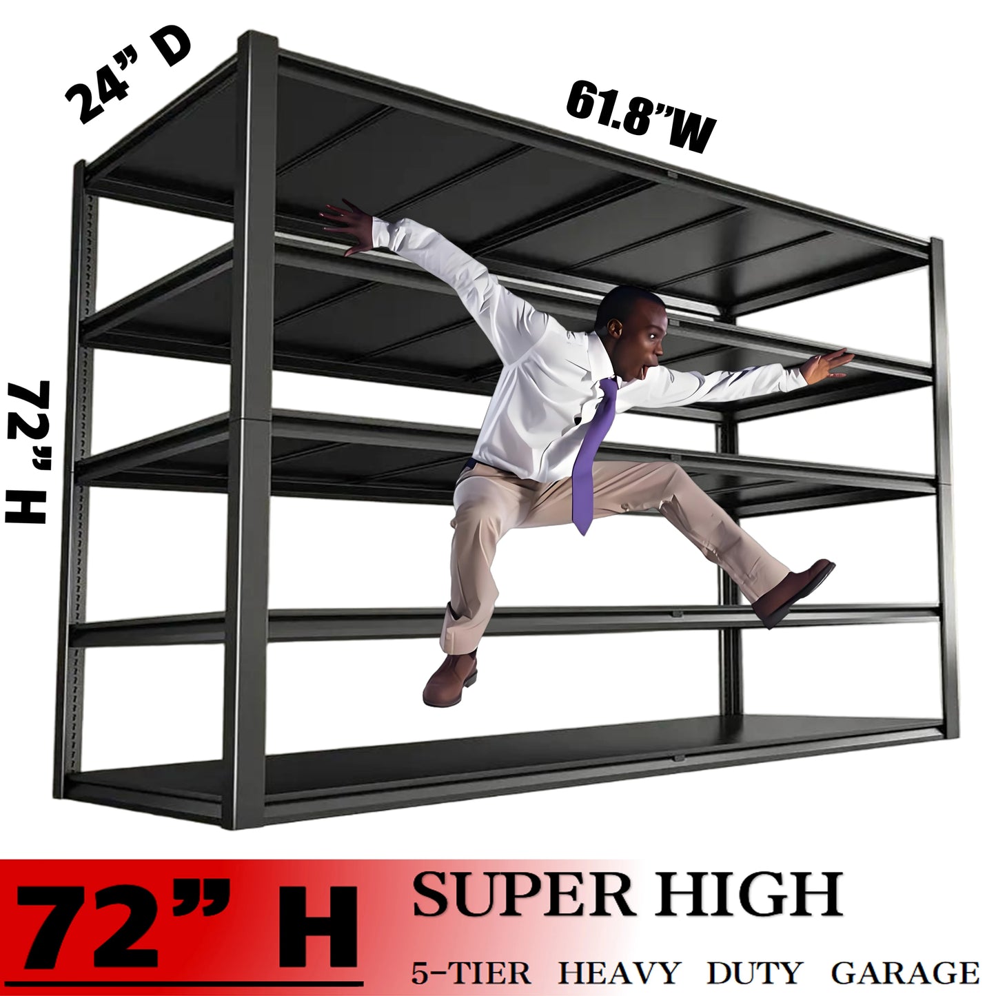 Heavy-Duty Garage Rack – 5-Tier Adjustable Metal Shelving
