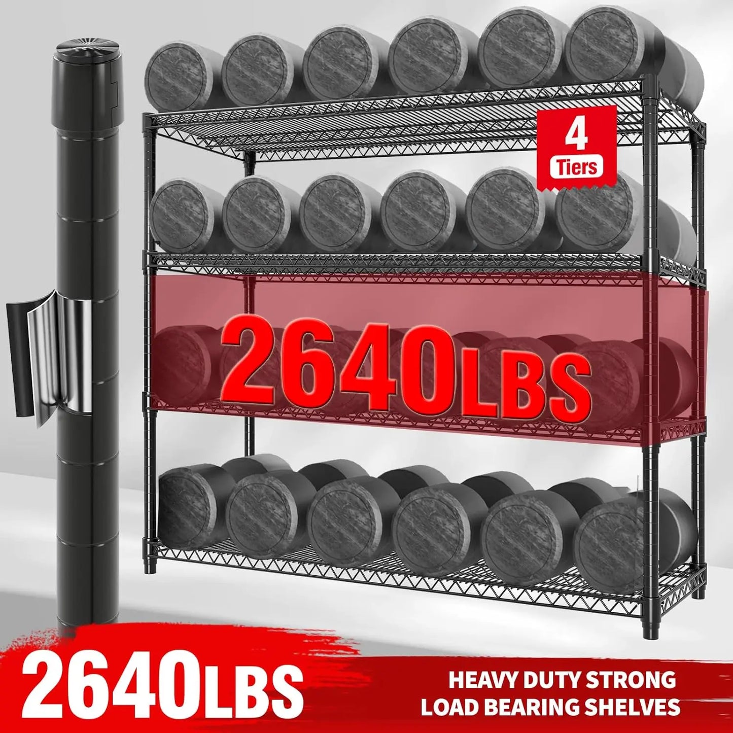 4-Tier Heavy Duty Rolling Wire Shelving Rack – Stainless Steel