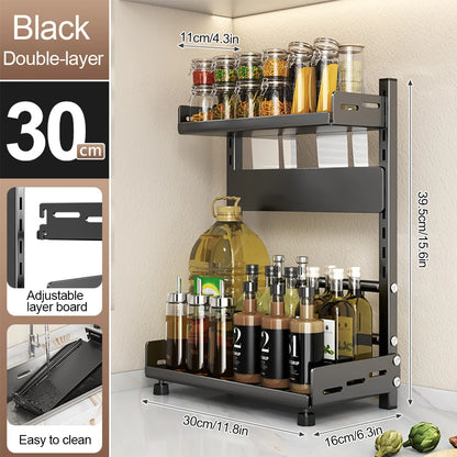 3-Tier Adjustable Spice Rack – Metal Kitchen Countertop Organizer