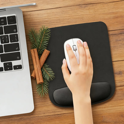 Home Standard Ergonomic Mouse Pad – Black Fabric with Wrist Support