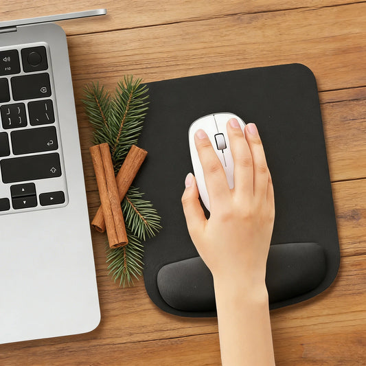 Home Standard Ergonomic Mouse Pad – Black Fabric with Wrist Support