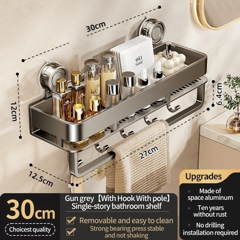 Shower Caddy – Home Standard Wall Mounted Aluminum Suction Cup Storage Rack