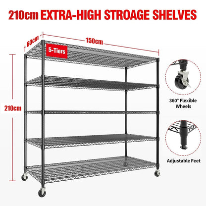 Industrial Wire Shelving – 4-Tier Heavy-Duty Metal Storage Rack