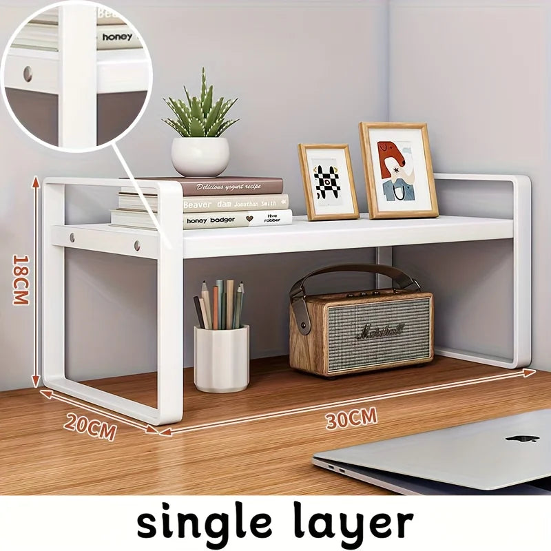 Iron Desk Storage Rack – Minimalist Multi-Tier Office Shelving
