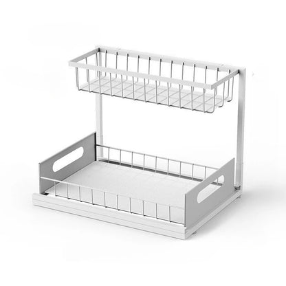2-Tier Under Sink Organizer – Metal Slide Out Cabinet Shelf