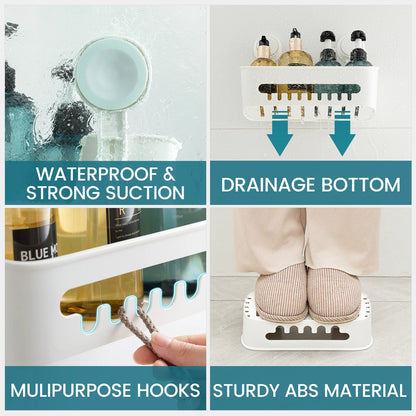 Corner Shower Shelf – No-Drill Suction Cup Bathroom Storage Basket