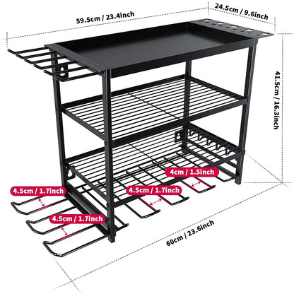Power Tool Organizer – 4-Tier Wall Mounted Heavy-Duty Metal Rack