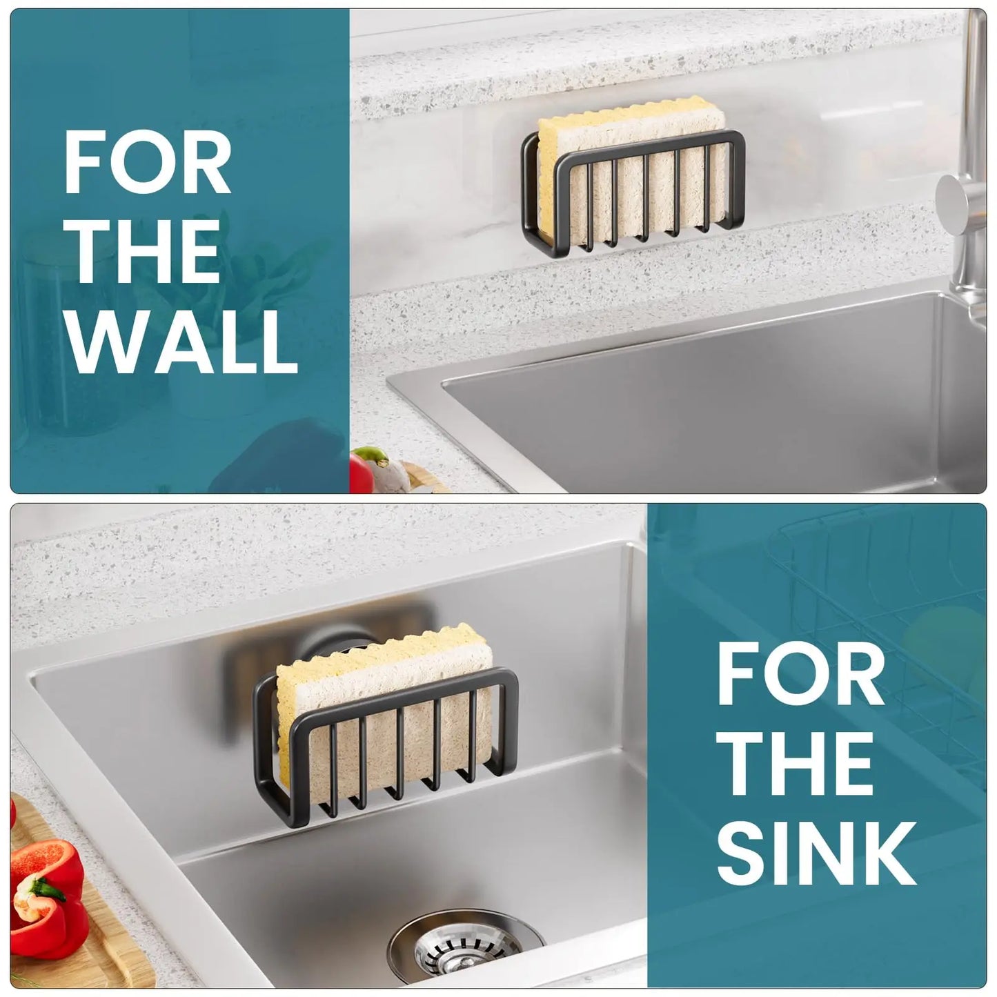 Sink Sponge Holder – Stainless Steel Suction Rack for Kitchen Storage