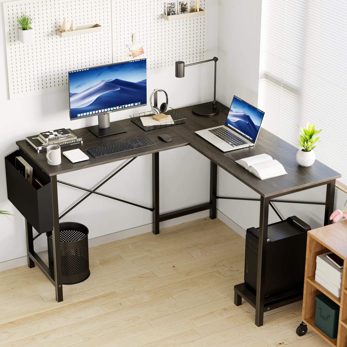 L-Shaped Gaming Desk – 50 Inch Wooden Corner Computer Table