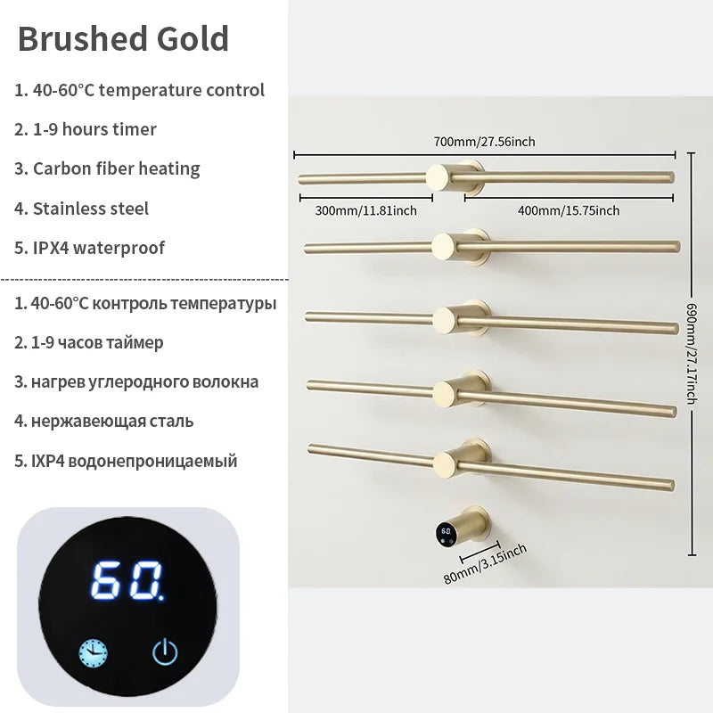 Home Standard | Electric Heated Towel Rail – Smart Control Towel Warmer SS304 Hidden Wire