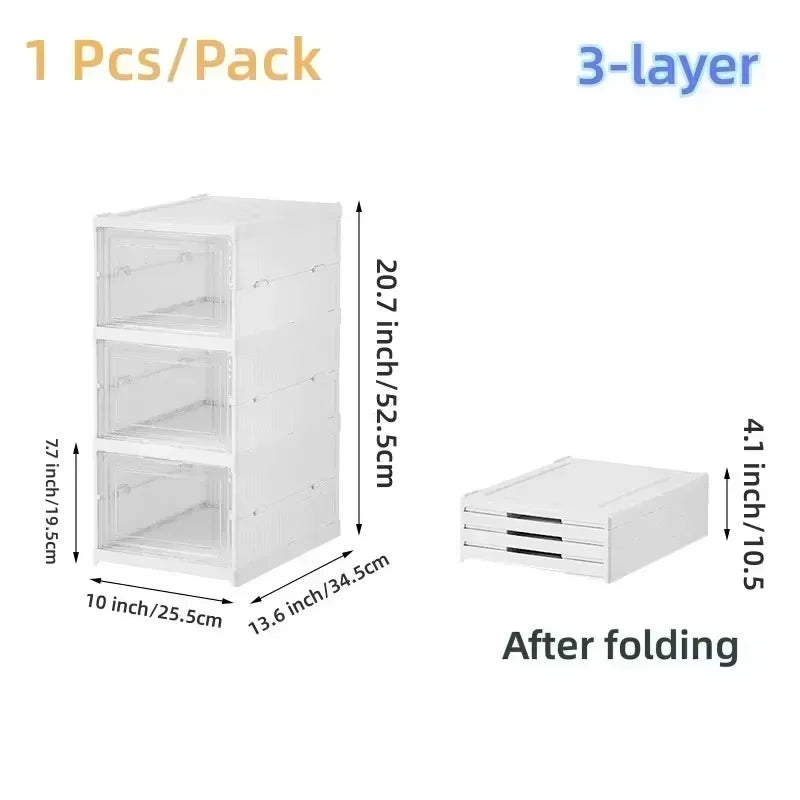 Foldable Clear Shoe Box – 6-Layer Stackable Sneaker Organizer