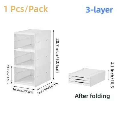 Foldable Clear Shoe Box – 6-Layer Stackable Sneaker Organizer