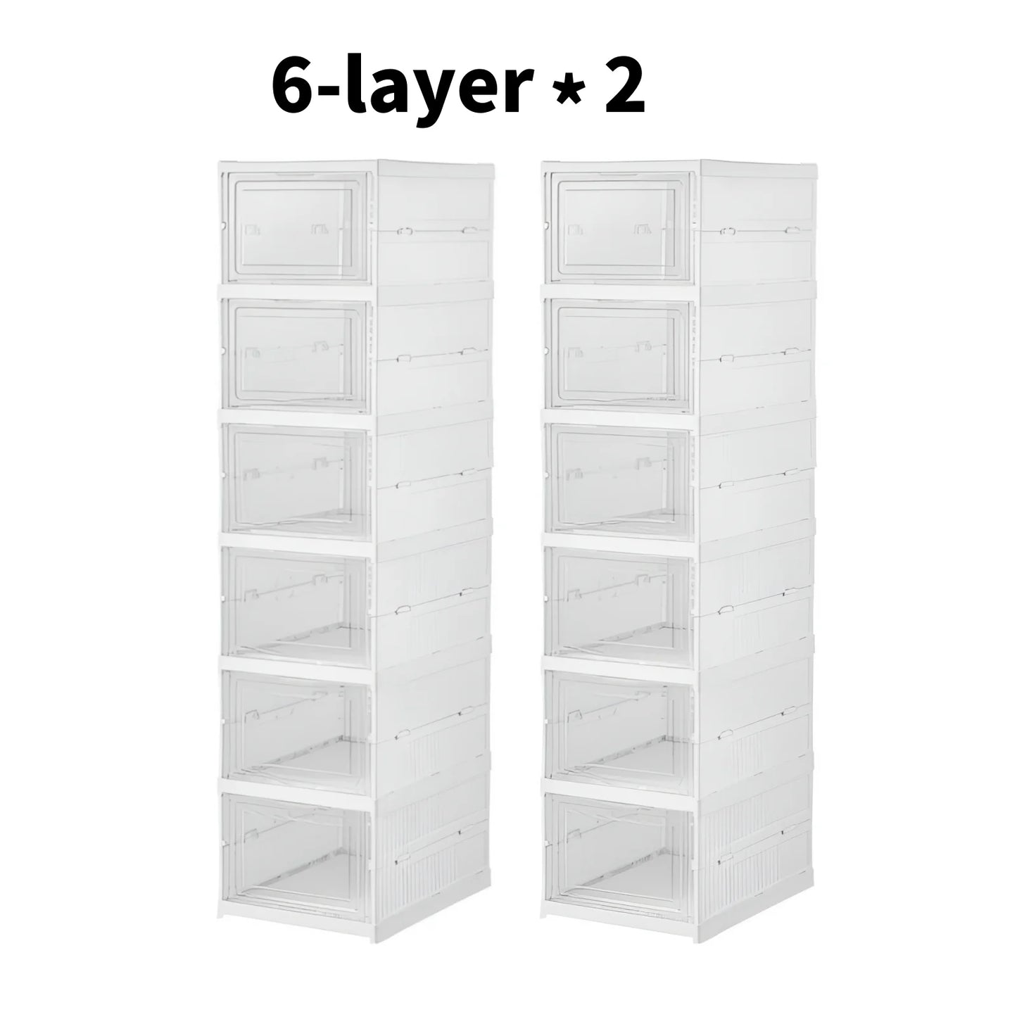Foldable Clear Shoe Box – 6-Layer Stackable Sneaker Organizer