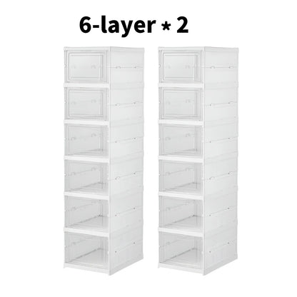 Foldable Clear Shoe Box – 6-Layer Stackable Sneaker Organizer