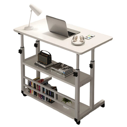Height Adjustable Laptop Desk – Mobile Wooden Rolling Workstation