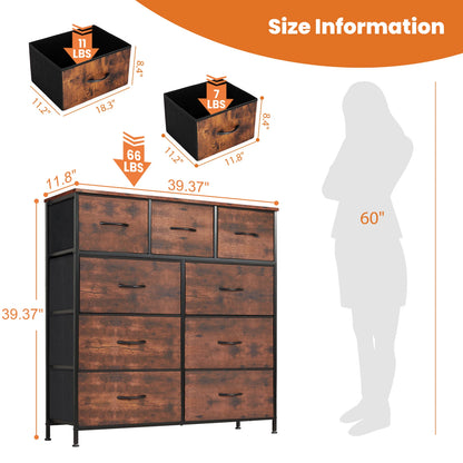 9-Drawer Bedroom Dresser – Fabric Storage Organizer with Metal Frame