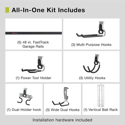 Rubbermaid FastTrack Garage Wall Storage System – 20-Piece Alloy Steel Kit