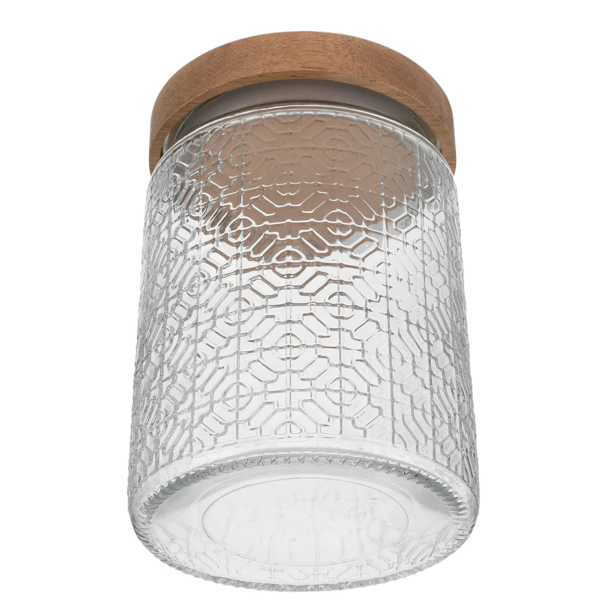 Textured Glass Storage Jar with Acacia Wood Lid
