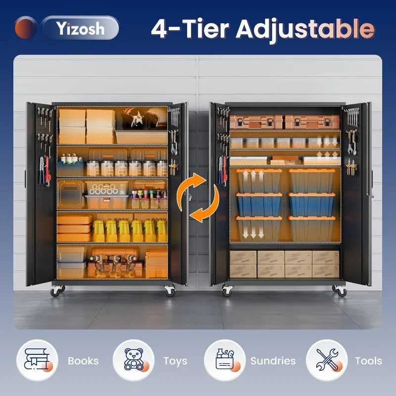 Metal Garage Storage Cabinet – Rolling Steel with Locking Doors