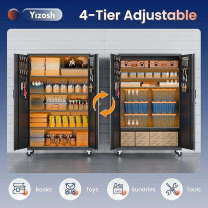Metal Garage Storage Cabinet – Rolling Steel with Locking Doors