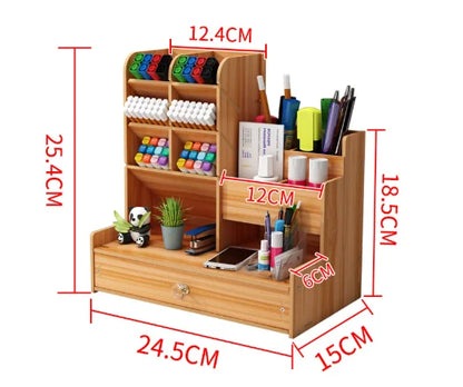 Wooden Desk Organizer – DIY Stationery Storage with Drawer