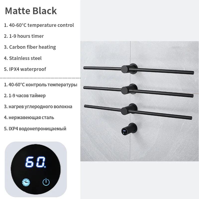 Home Standard | Electric Heated Towel Rail – Smart Control Towel Warmer SS304 Hidden Wire
