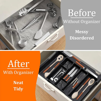 Expandable Kitchen Drawer Organizer – Large Plastic Tray