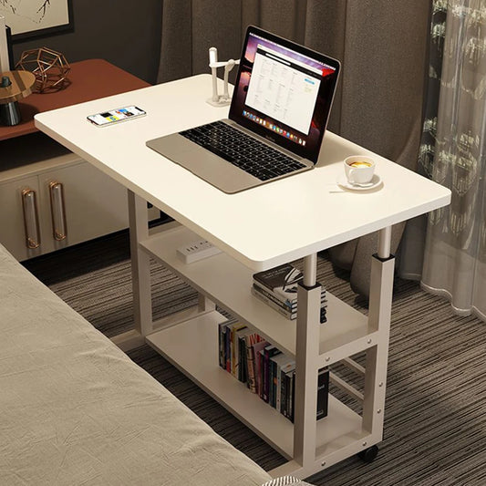Height Adjustable Laptop Desk – Mobile Wooden Rolling Workstation