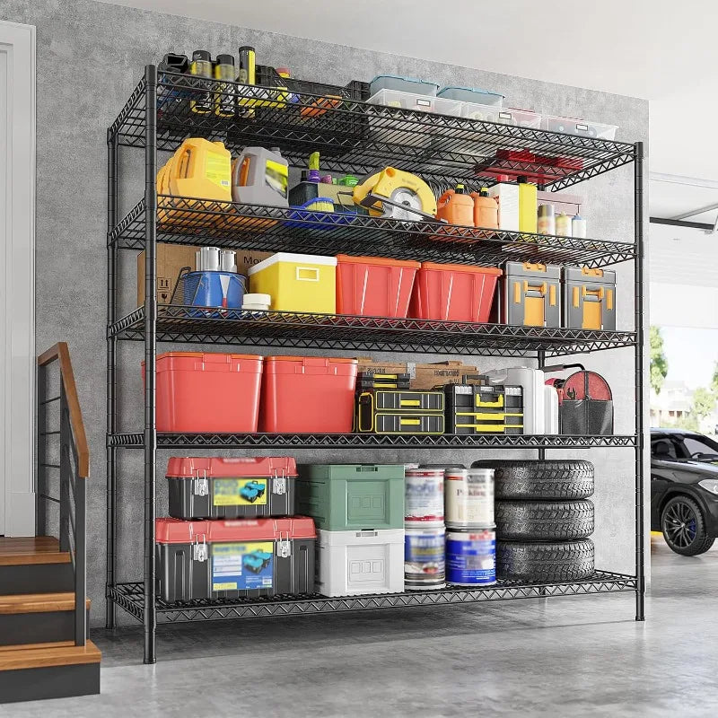 REIBII 5-Tier Heavy Duty Wire Shelving Unit – 55.5" Metal Storage Rack