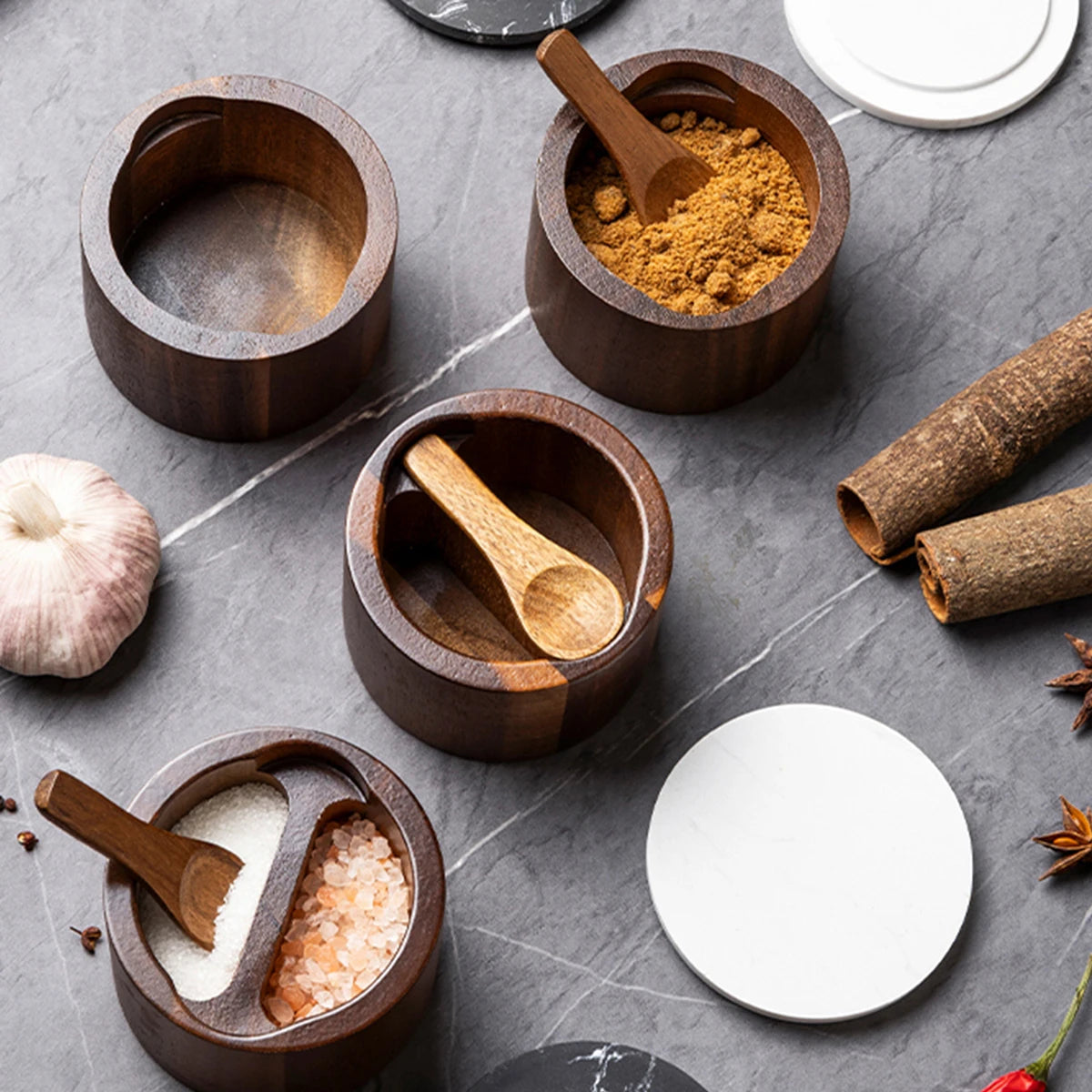 Wood Spice Jars