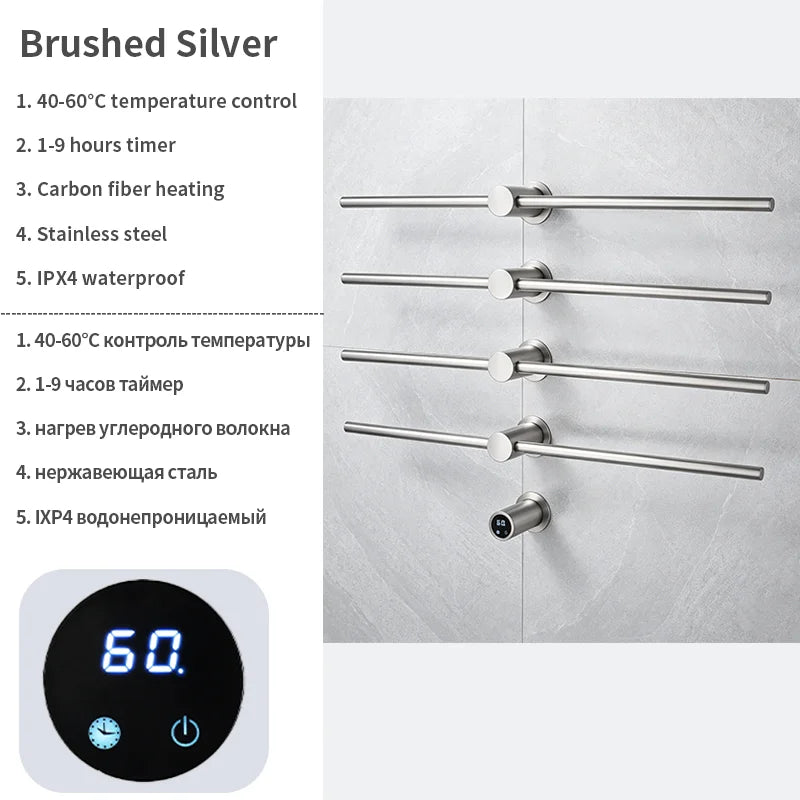 Home Standard | Electric Heated Towel Rail – Smart Control Towel Warmer SS304 Hidden Wire