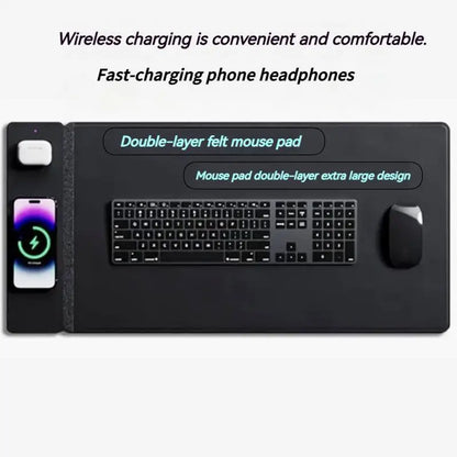 Wireless Charging Mouse Pad – 15W Fast Charge 4-in-1 Desk Mat