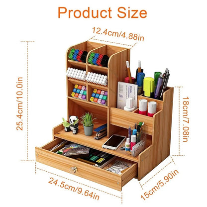 Wooden Desk Organizer – DIY Stationery Storage with Drawer