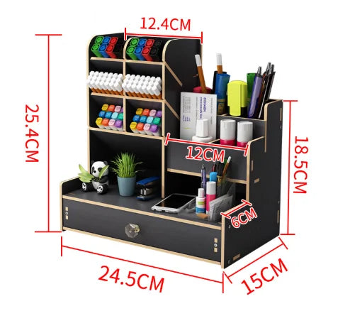 Wooden Desk Organizer – DIY Stationery Storage with Drawer