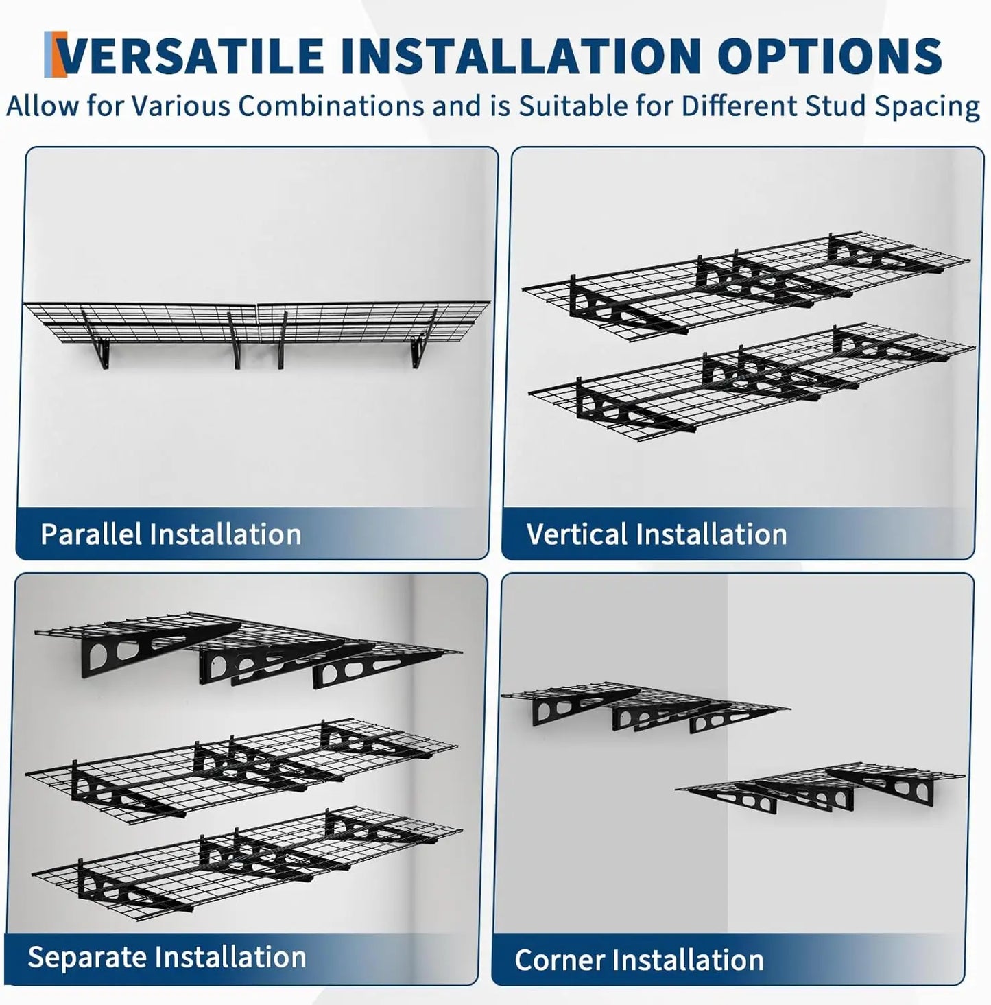2-Pack Garage Wall Shelving – 2x6ft Heavy Duty Metal Storage Rack
