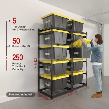 5-Tier Heavy-Duty Metal Storage Rack – 250 lb Capacity