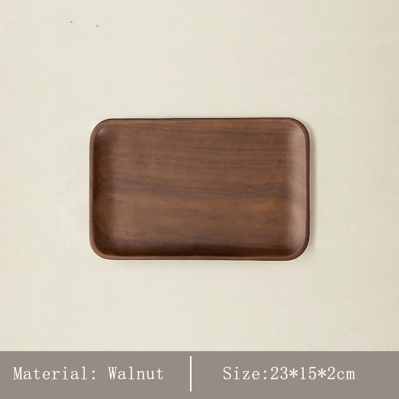 Japanese-Style Minimalist Wooden Serving Tray – Beech & Walnut Desk Organizer