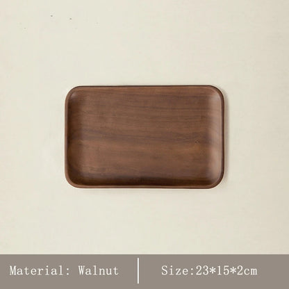 Japanese-Style Minimalist Wooden Serving Tray – Beech & Walnut Desk Organizer