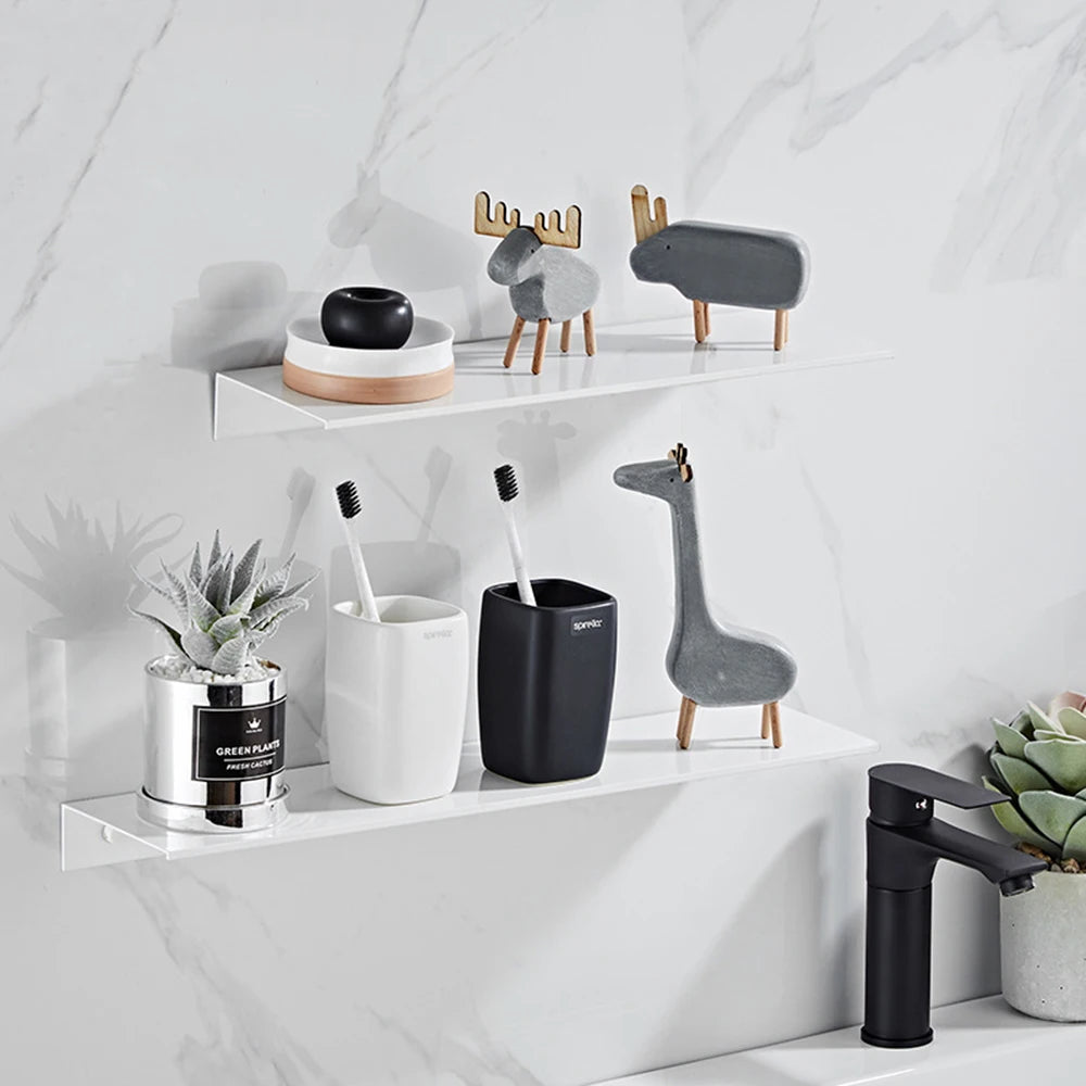 Aluminum Floating Shelf – Wall Mounted Storage for Bathroom & Room Decor