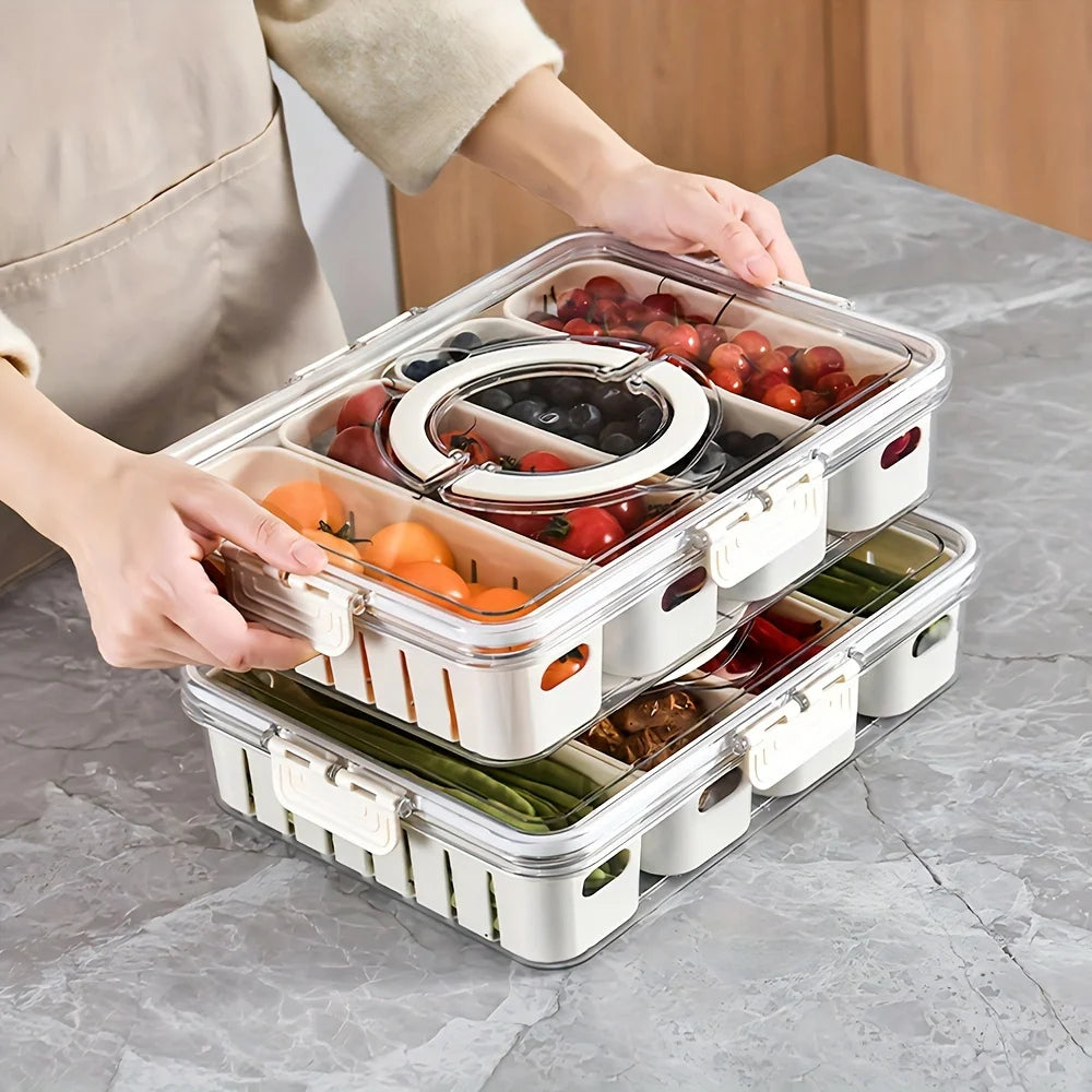 Snackle Box Snack Tray – Portable Plastic Food Container with Handle