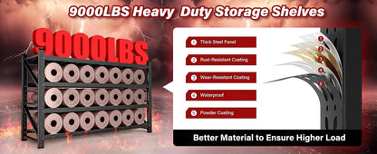 9000LBS Heavy Duty Garage Shelving – 75" Wide Metal Storage Rack